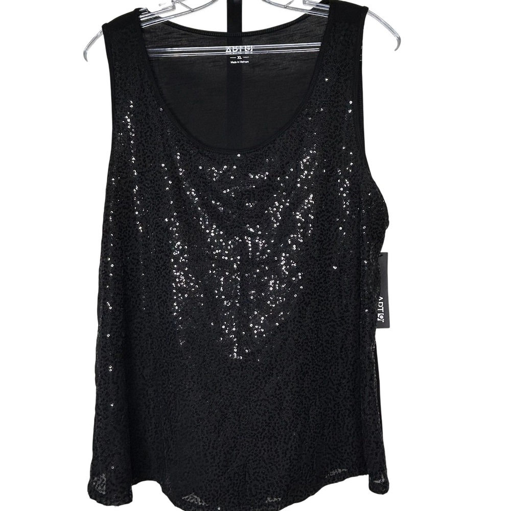 Apt 9 sequin‎ Tank Top XL Women's Black Sequin Sleeveless Party Blouse